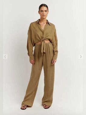 DISSH Marco Relaxed Flowy Wide Leg Pull On Pant in Pampas AU12/US8